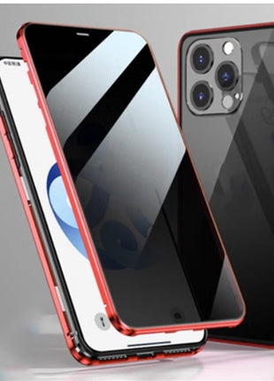 iPhone 13/14/15 Peep-Proof Magnetic Double-Sided Glass Case with Buckle