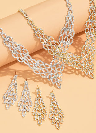 Crystal Stone Necklace & Earrings Suit