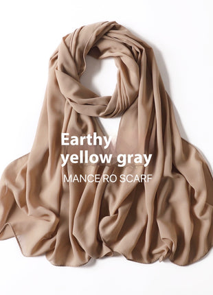 Pure Color Pearl Chiffon Scarf Headcloth Veil Chiffon Scarf