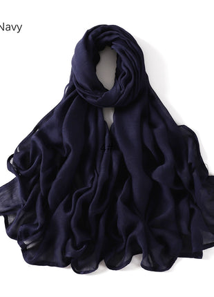 Solid Color Wide-brimmed Cotton And Linen Monochrome Scarf Veil
