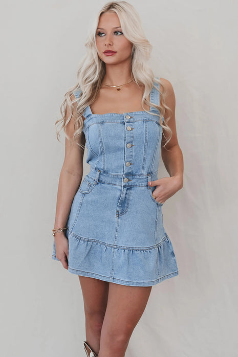 Suspenders Hot Girl Denim Dress