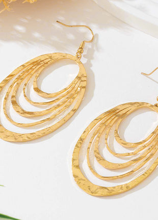 3 Layer Hollow Oval Stainless Steel Earrings