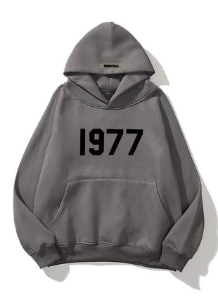 Fashion High Street Loose Fleece-lined 1977 Hoodies