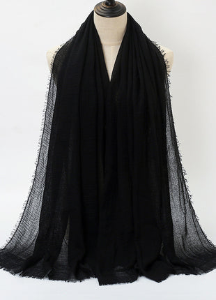 Pure Color Pleated Cotton Scarf Cotton And Linen Scarf