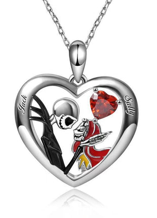 Halloween Heart-shaped Skull Necklace With Rhinestones