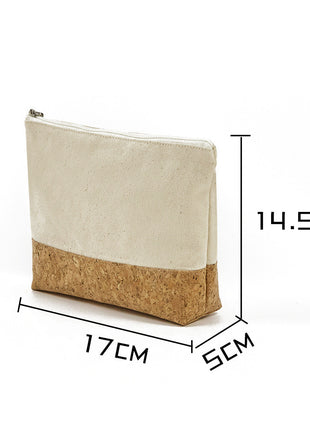 Wood Grain Travel Cotton Canvas Organizing Makeup Bag