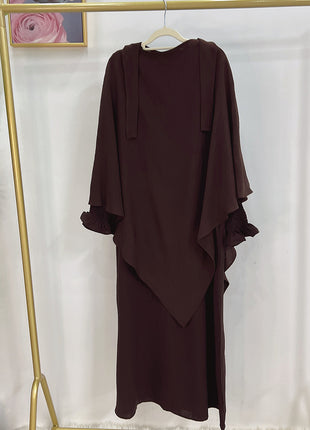 Monochrome Lantern Abaya With Headscarf