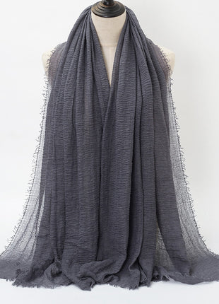 Pure Color Pleated Cotton Scarf Cotton And Linen Scarf