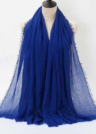 Pure Color Pleated Cotton Scarf Cotton And Linen Scarf