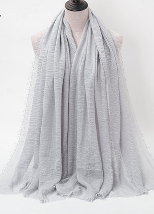 Pure Color Pleated Cotton Scarf Cotton And Linen Scarf