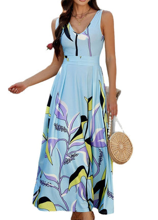 Holiday Floral Sleeveless High Waist Dress