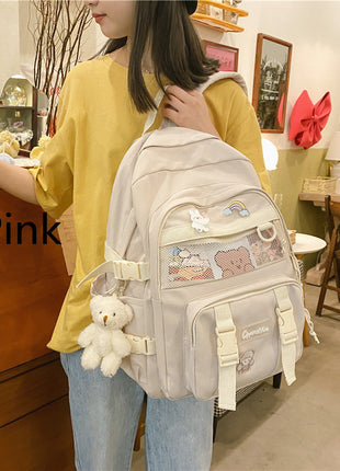 Cute Contrast Color Preppy Casual Nylon Backpack