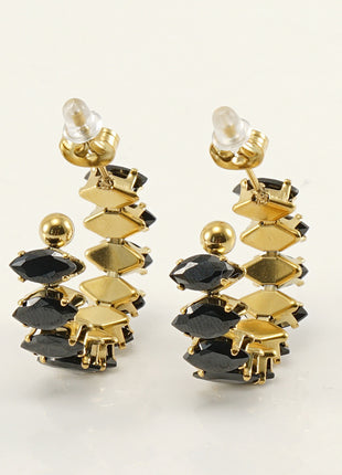 Stainless Steel Zircon Rhinestone Earrings