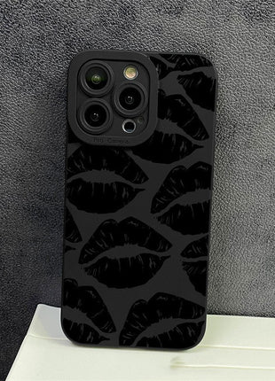 iPhone 11/12/13/14/15 Black Lips Case All Inclusive