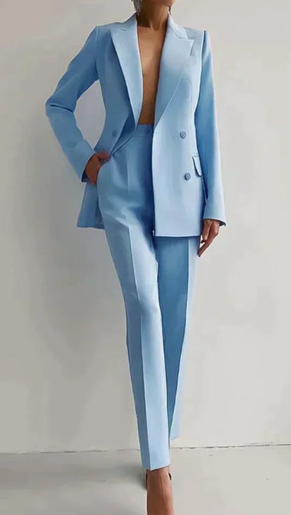 Business Suits Long Sleeve Single-breasted Jacket and Slim Fit Trousers