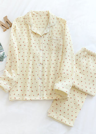 Cotton Loose Cardigan Pyjamas Set