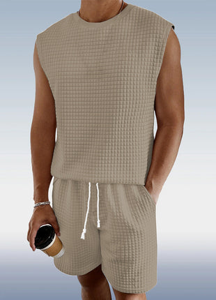 Small Plaid Sleeveless Tank Top Shorts Two-piece Set