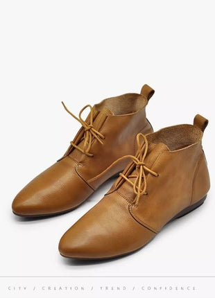 Comfortable Soft Leather Versatile Flat Booties