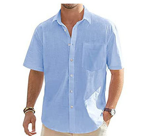 Cotton And Linen Short Sleeve Shirt