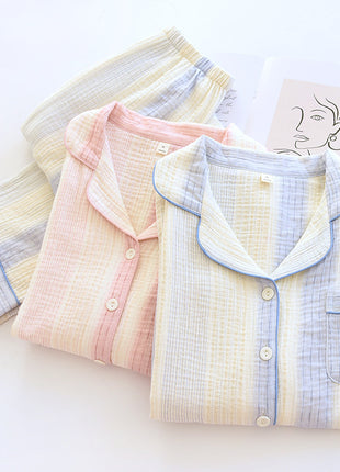 Cotton Yarn Dream Striped Home Wear Long-sleeved Trousers Pajamas