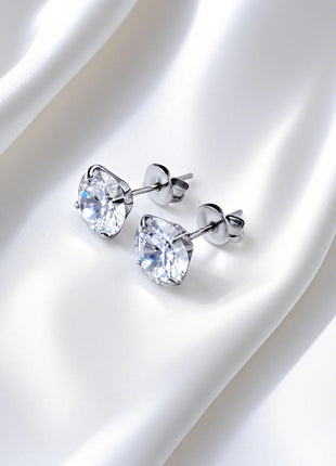 Butterfly Clasp Four-Claw Zircon Stud Earrings