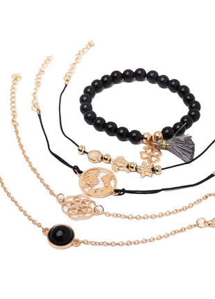 Turtle Drip Oil Tassel Bracelet 5 Piece Set