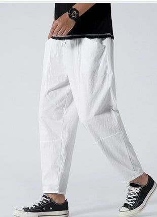 Cropped Loose Plus Size Cotton & Linen Pants