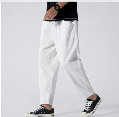 Cropped Loose Plus Size Cotton & Linen Pants