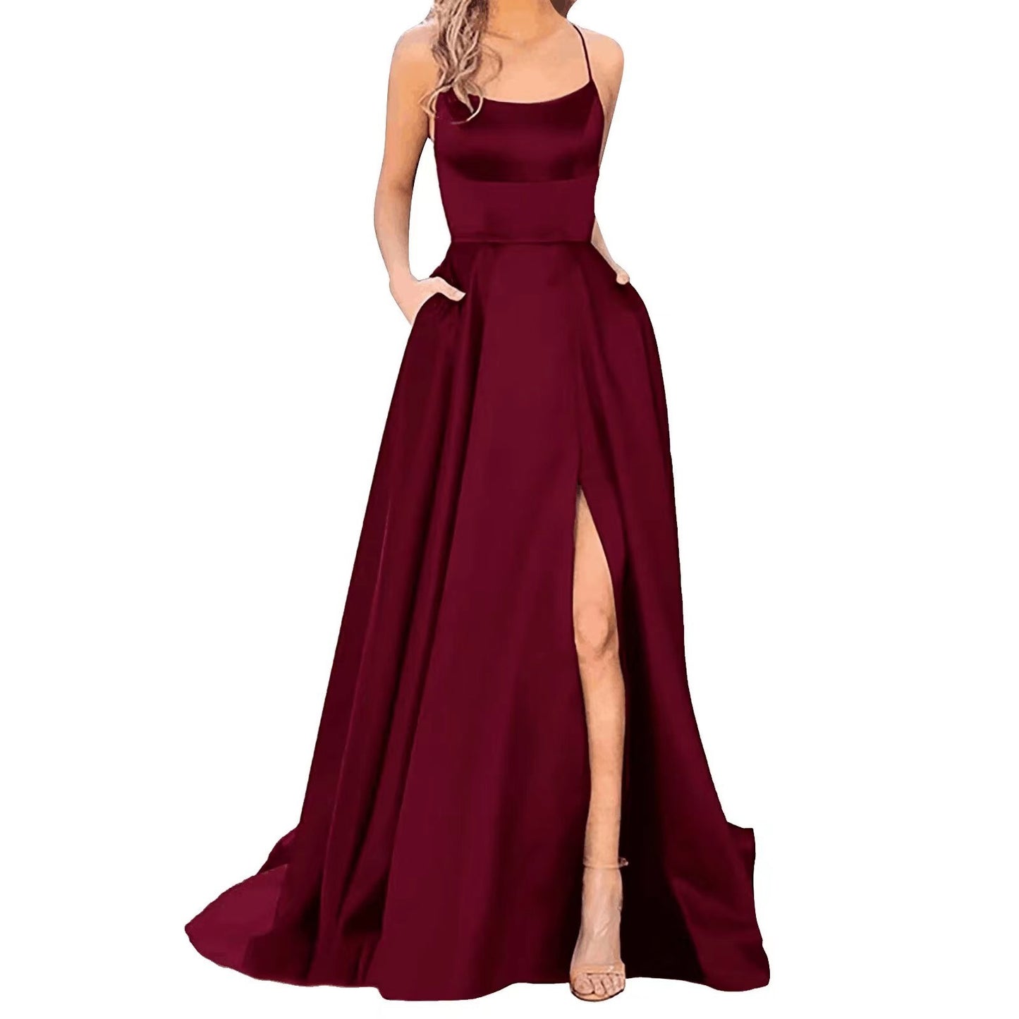 Silk Long Slimming & Shoulder Hollow Dress