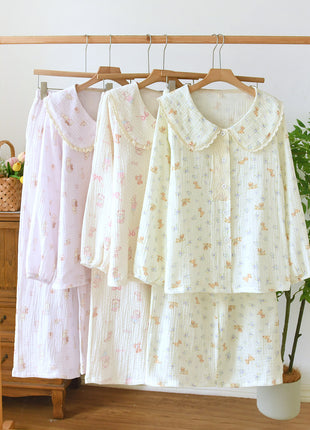 Casual Double-layer Cotton Yarn Pyjamas