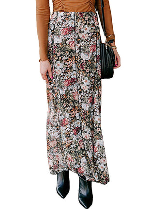 Floral Print Sheath Long Skirt