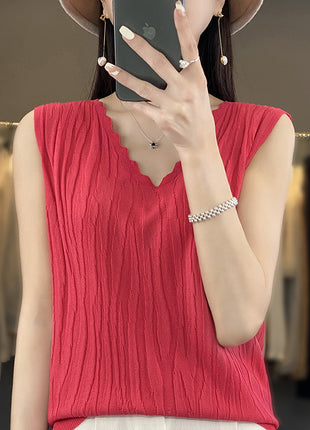 V-neck Ice Silk Camisole Sleeveless Top