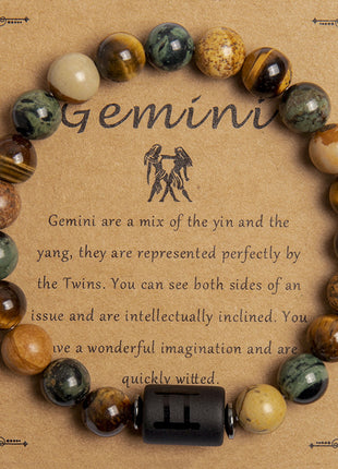 Natural Tiger Eye Zodiac Beaded Bracelet