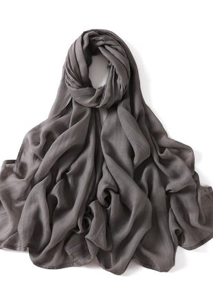 Solid Color Wide-brimmed Cotton And Linen Monochrome Scarf Veil