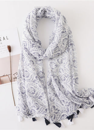 Japanese Style Artistic Cotton and Linen Scarf Bohemian Cashew