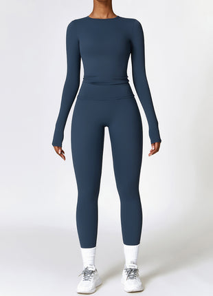 Tight-fitting Quick-drying Long Sleeve High Waist Leggings Set