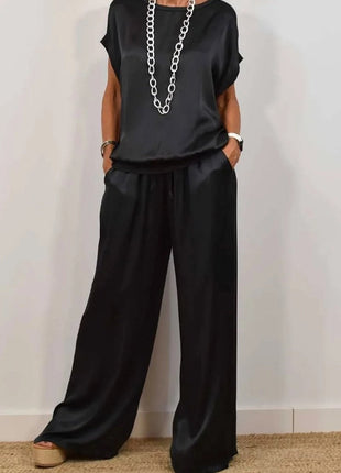 Loose Shirt Wide Leg Pants Casual Suit