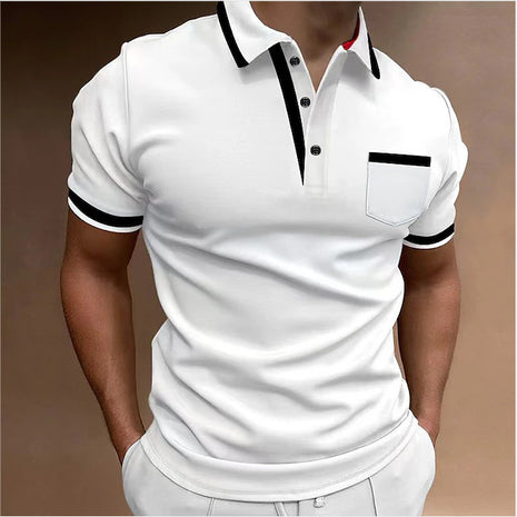 Casual Square Collar Double Buckle Short Sleeve