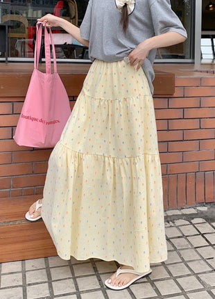 Plaid Embroidery Casual A- Line Skirt Free Size