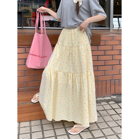 Plaid Embroidery Casual A- Line Skirt Free Size