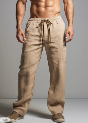 Breathable Drawstring Elastic Waist Cotton & Linen Casual Trousers