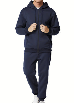 Casual Hooded Zip Cardigan Set