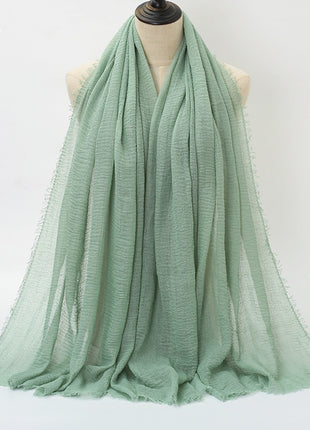 Pure Color Pleated Cotton Scarf Cotton And Linen Scarf