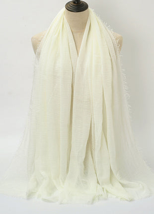 Pure Color Pleated Cotton Scarf Cotton And Linen Scarf