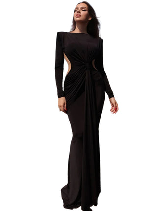 Back Hollow-out Slim-fit Long Sleeve Dress