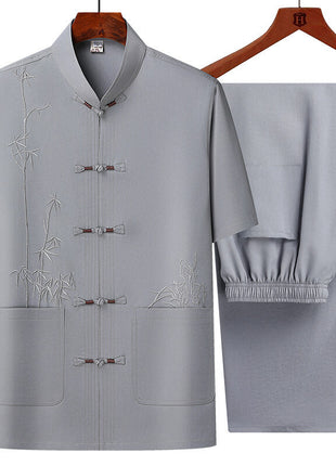 Men's Short Sleeve Chinese Style Chinese Frog Tang Suit