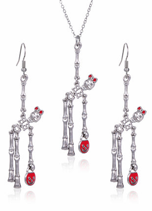 Halloween Skeleton Earrings and Necklace Set