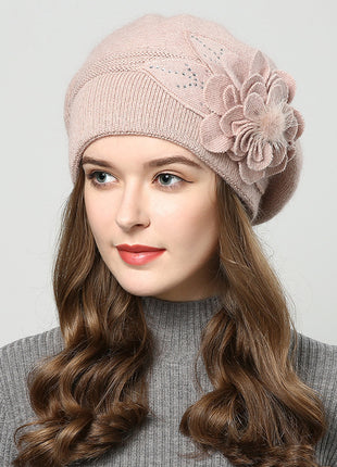 Rabbit Fur Knitted Woolen Cap