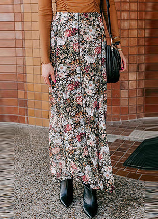 Floral Print Sheath Long Skirt