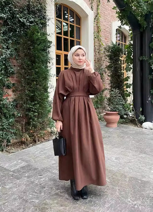 Solid Color Drawstring Sleeve Abaya